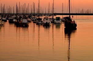 Beau coucher de soleil sur le vieux port de Pornic - auteur : Alain Barr