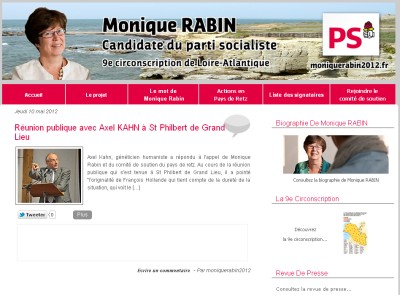 Pornic - 14/05/2012 - Législatives 2012, Pays de Retz : présentation du site internet de Monique Rabin, candidate PS