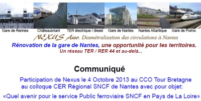 Pornic - 09/10/2013 - Ligne SNCF Pornic-Nantes : communiqué de l`association Nexus