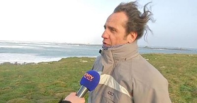 Pornic - 08/02/2016 - BFM TV pour couvrir la tempête en Bretagne et à Pornic